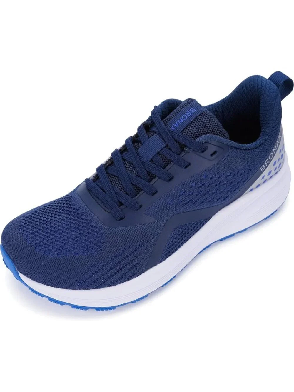 Men's Blue Mesh Wide Cushioned Supportive Road Running Shoes Wide Toe Box